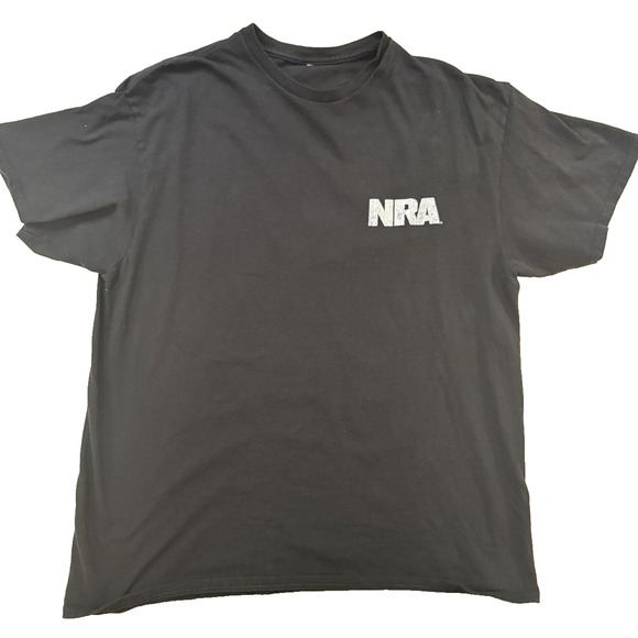 NRA Shirt Mens LG Black Graphic 2nd Amendment Defending Rights Tee Patriotic Y2K - Picture 2 of 7